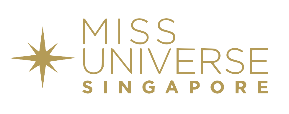 Miss Universe Singapore logo with a gold star symbol on the left and gold text on the right.