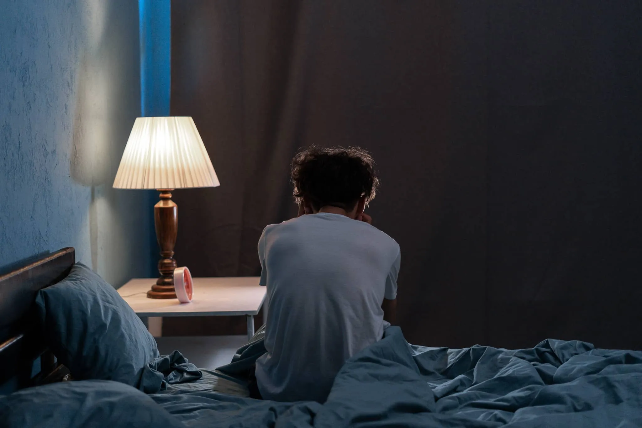 person up at night unable to sleep